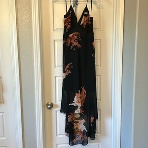 White House Black Market floral high-lo halter cocktail dress
